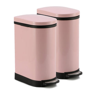 SOGA 2X Foot Pedal Stainless Steel Rubbish Recycling Garbage Waste Trash Bin 10L U Pink