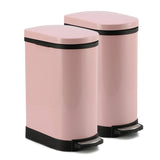 SOGA 2X Foot Pedal Stainless Steel Rubbish Recycling Garbage Waste Trash Bin 10L U Pink