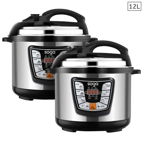 SOGA 2X Stainless Steel Electric Pressure Cooker 12L Nonstick 1600W