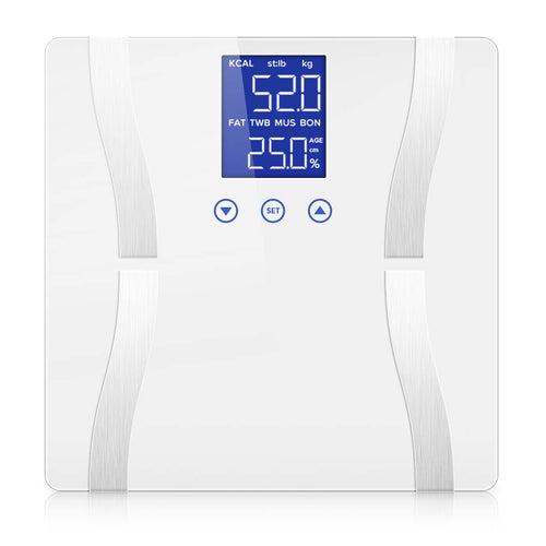 SOGA Glass LCD Digital Body Fat Scale Electronic Weighing Scales White