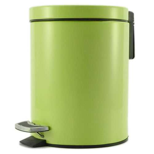 SOGA Foot Pedal Stainless Steel Rubbish Recycling Garbage Waste Trash Bin Round 7L Green
