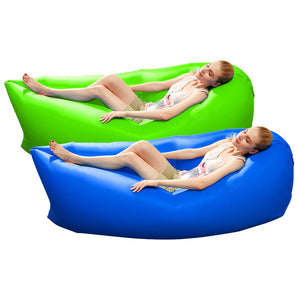 2X Fast Inflatable Sleeping Bag Lazy Air Sofa Blue/Green