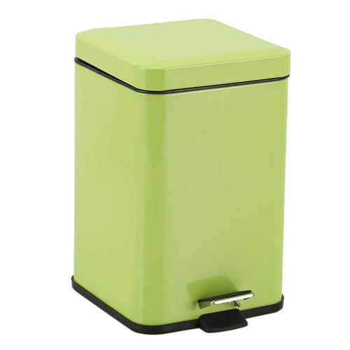 SOGA Foot Pedal Stainless Steel Rubbish Recycling Garbage Waste Trash Bin Square 6L Green