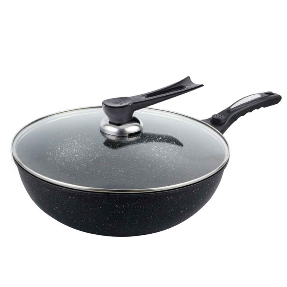 SOGA Commercial Ceramic Coated Non-Stick Fry Pan with Glass Lid  FryPan 30cm