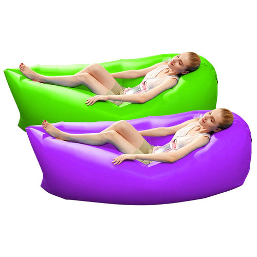 2X Fast Inflatable Sleeping Bag Lazy Air Sofa Green/Purple