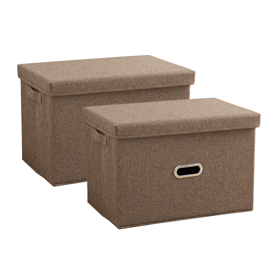 SOGA 2X Coffee Super Large Foldable Canvas Storage Box Cube Clothes Basket Organiser Home Decorative Box