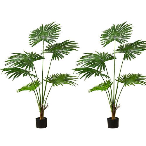 SOGA 2X 120cm Artificial Natural Green Fan Palm Tree Fake Tropical Indoor Plant Home Office Decor