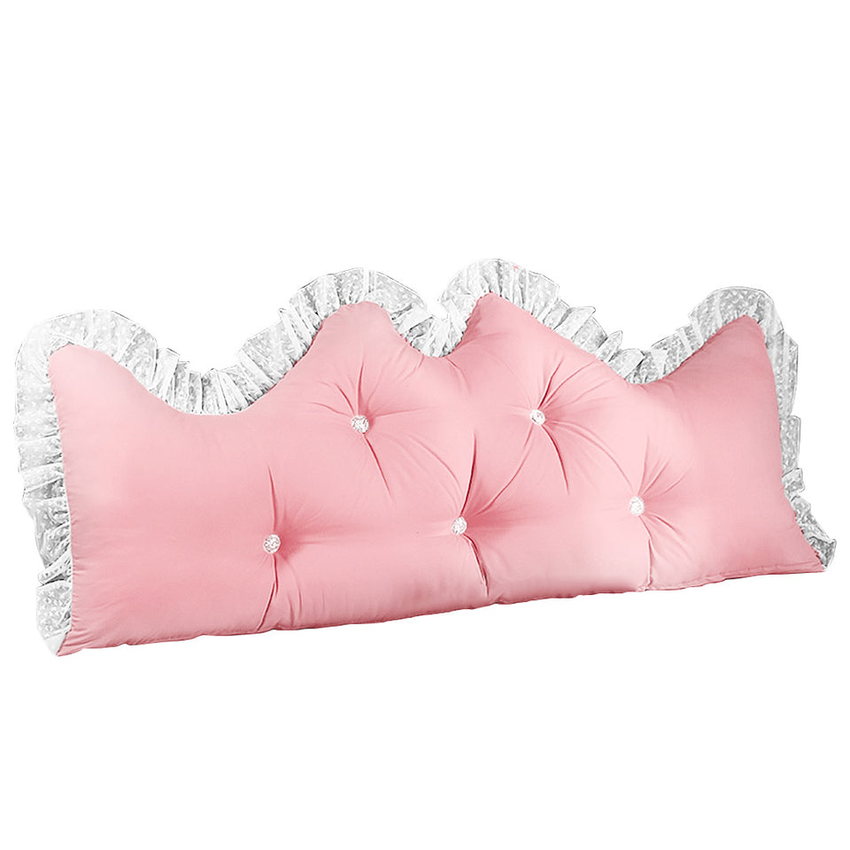 SOGA 150cm Pink Princess Bed Pillow Headboard Backrest Bedside Tatami Sofa Cushion with Ruffle Lace Home Decor