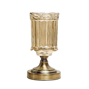 SOGA 25cm Transparent Glass Flower Vase with Metal Base Filler Vase