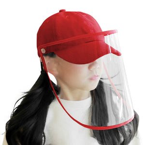 Outdoor Protection Hat Anti-Fog Pollution Dust Saliva Protective Cap Full Face Shield Cover Kids Red