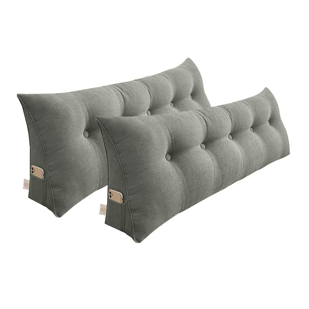 SOGA 2X 120cm Grey Triangular Wedge Bed Pillow Headboard Backrest Bedside Tatami Cushion Home Decor