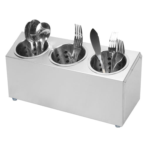 SOGA 18/10 Stainless Steel Commercial Conical Utensils Cutlery Holder with 3 Holes