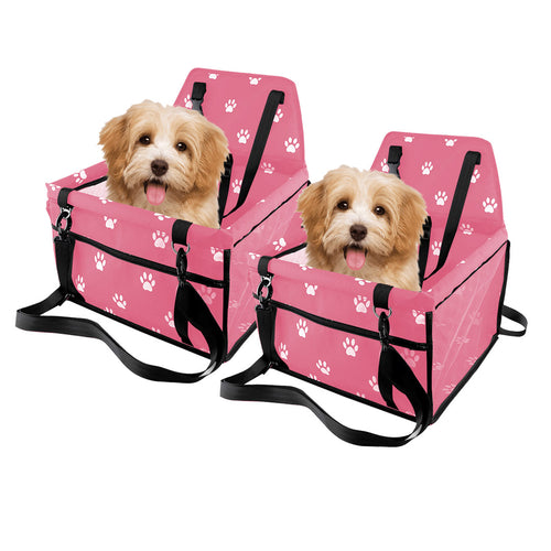 SOGA 2X Waterproof Pet Booster Car Seat Breathable Mesh Safety Travel Portable Dog Carrier Bag Pink