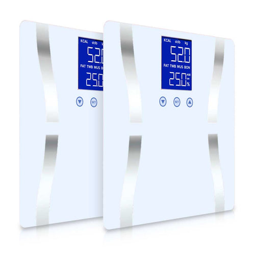 SOGA 2X Glass LCD Digital Body Fat Scale Electronic Gym Weighing Scales White
