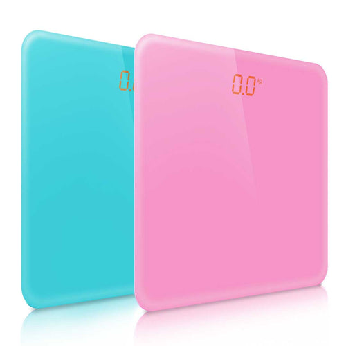 SOGA 2X 180kg Digital Fitness Weight Bathroom Gym Body Glass LCD Electronic Scales Pink/Blue