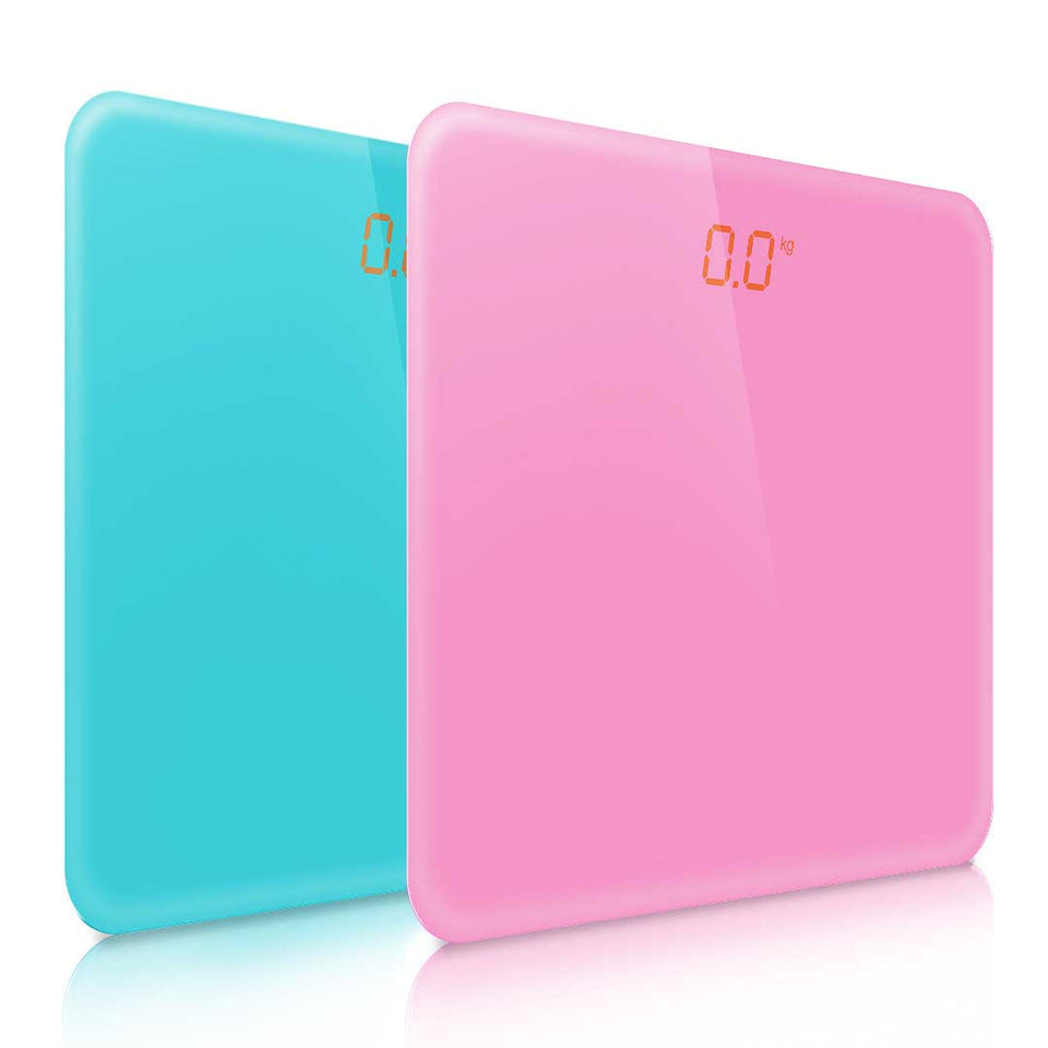 SOGA 2X 180kg Digital Fitness Weight Bathroom Gym Body Glass LCD Electronic Scales Pink/Blue