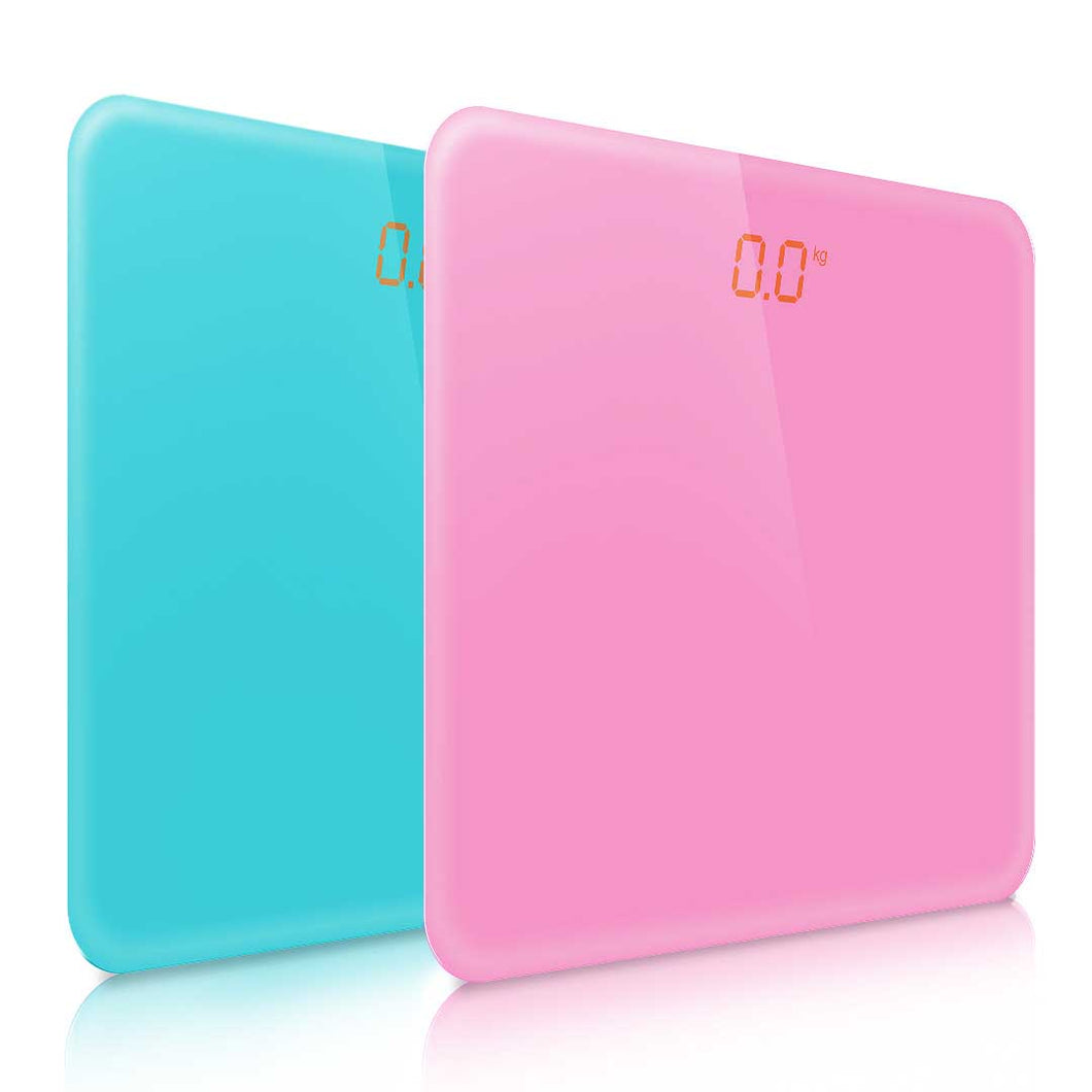 SOGA 2X 180kg Digital Fitness Weight Bathroom Gym Body Glass LCD Electronic Scales Pink/Blue