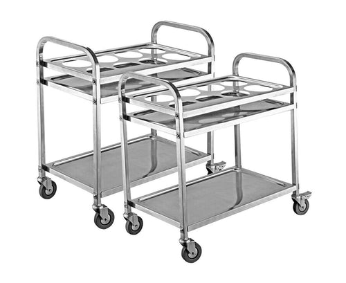 SOGA 2X 2 Tier Stainless Steel 8 Compartment Seasoning Trolley