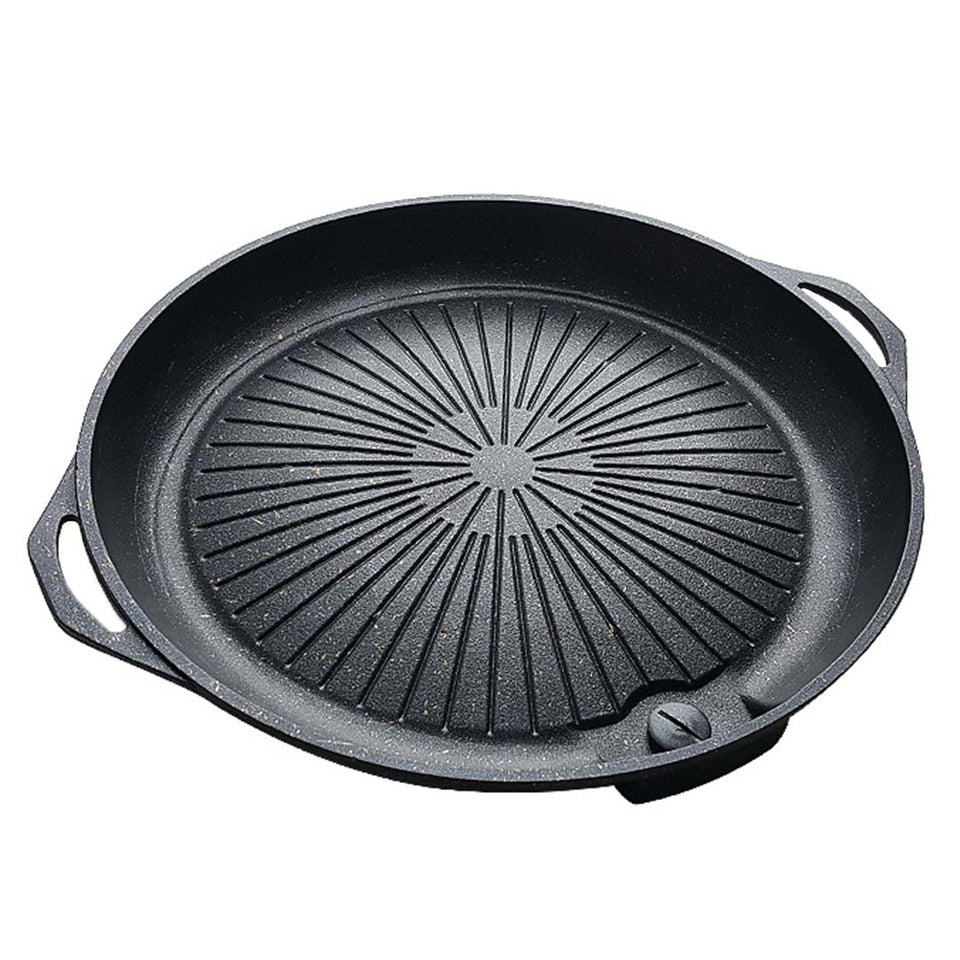 SOGA Non Stick Stone Coated Korean BBQ Grill Plate Round