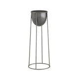 SOGA 70cm Round Wire Metal Flower Pot Stand with Black Flowerpot Holder Rack Display