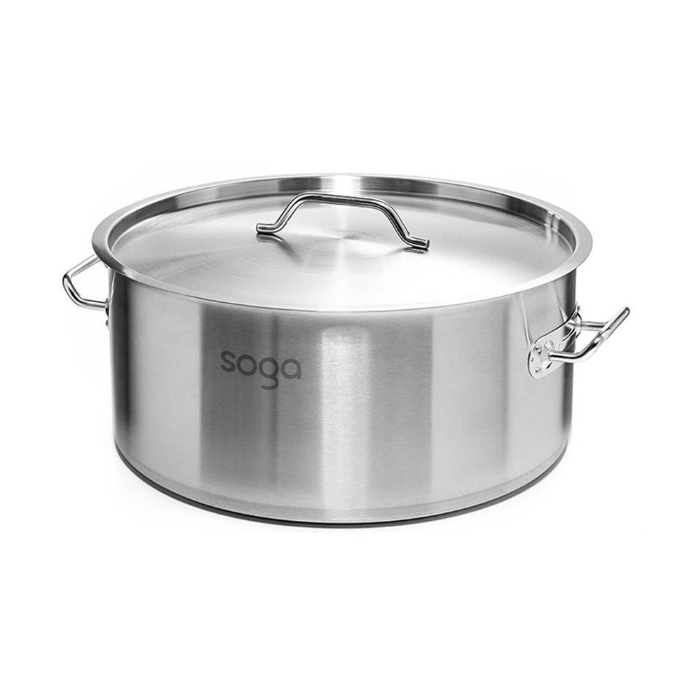 SOGA Stock Pot 9L Top Grade Thick Stainless Steel Stockpot 18/10
