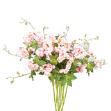 SOGA 8 Bunch Artificial Silk Hibiscus 3 Heads Flower Fake Bridal Bouquet Table Decor Pink