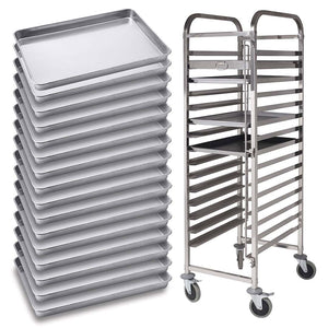 SOGA Gastronorm 16 Tier Stainless Steel Trolley with Aluminum Baking Tray 60x40x5cm