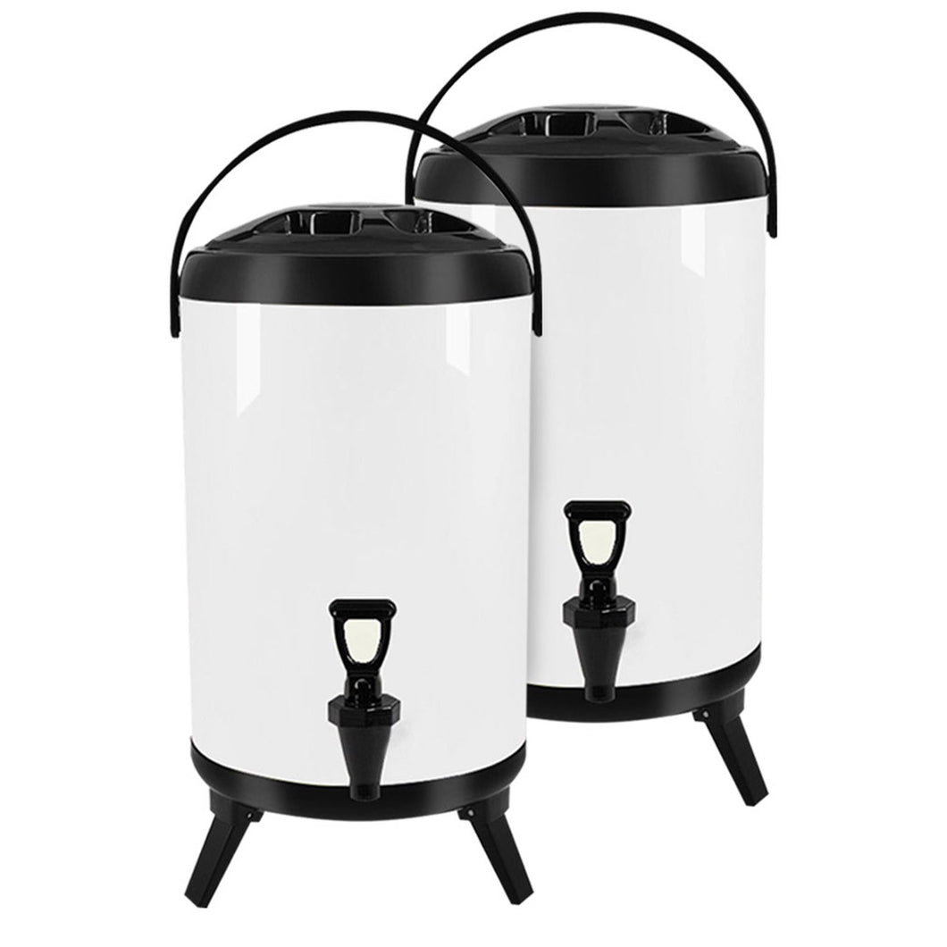 SOGA 2X 18L Stainless Steel Insulated Milk Tea Barrel Hot and Cold Beverage Dispenser Container with Faucet White
