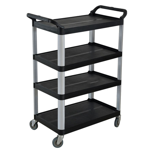 SOGA 4-Tier Portable Kitchen Food Trolley Cart with Wheels 950x500x1270mm Black