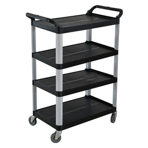 SOGA 4-Tier Portable Kitchen Food Trolley Cart with Wheels 950x500x1270mm Black
