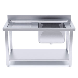 SOGA Stainless Steel Work Bench Right Sink Commercial Restaurant Kitchen Food Prep Table 140*70*85
