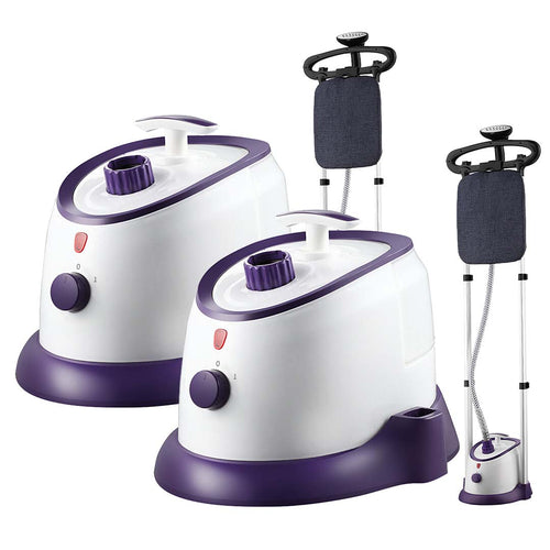 SOGA 2X Garment Steamer Vertical Twin Pole Clothes 1700ml 1800w Steaming Kit Purple