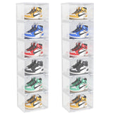 SOGA 2X 6 Tier Transparent Portable Shoe Organiser Sneaker Footwear Folding Plastic Bin Stackable Storage Box with Magnetic Door