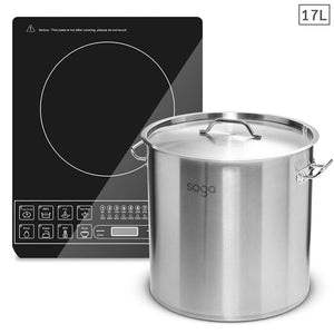 SOGA Electric Smart Induction Cooktop and 17L Stainless Steel Stockpot 28cm Stock Pot