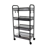 SOGA 4 Tier Steel Black Bee Mesh Kitchen Cart Multi-Functional Shelves Storage Organizer with Wheels