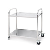 SOGA 2 Tier Stainless Steel Kitchen Dining Food Cart Trolley Utility Size 85x45x90cm Medium