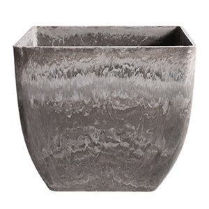 SOGA 32cm Rock Grey Square Resin Plant Flower Pot in Cement Pattern Planter Cachepot for Indoor Home Office