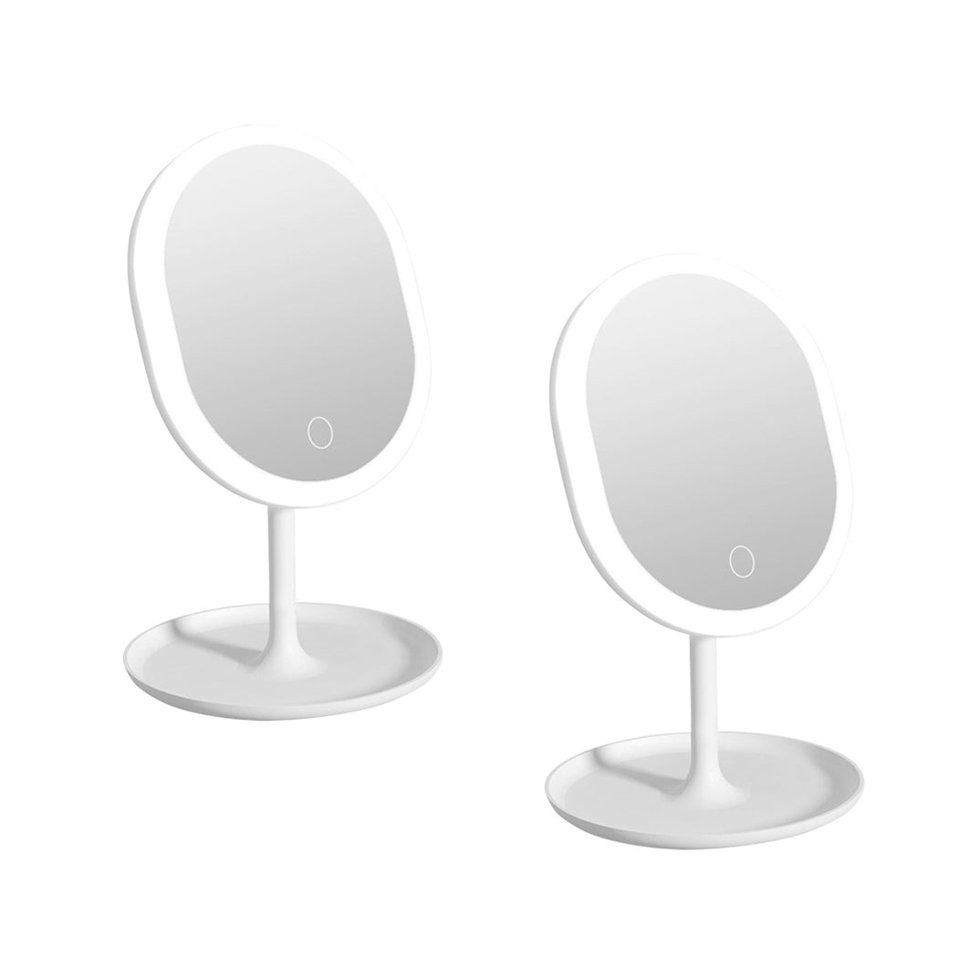 SOGA 2X 20cm White Rechargeable LED Light Makeup Mirror Tabletop Vanity Home Decor