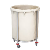 SOGA Stainless Steel Commercial Round Soiled Linen Laundry Trolley Cart with Wheels White