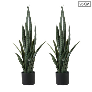 SOGA 2X 95cm Sansevieria Snake Artificial Plants with Black Plastic Planter Greenery, Home Office Decor