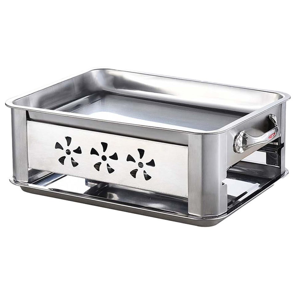36CM Portable Stainless Steel Outdoor Chafing Dish BBQ Fish Stove Grill Plate