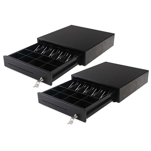SOGA 2X Black Heavy Duty Cash Drawer Electronic 4 Bills 8 Coins Cheque Slot Tray Pos 350