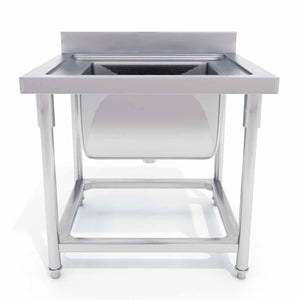 SOGA Commercial Kitchen Sink Work Bench Stainless Steel Food Prep 70*70*85cm