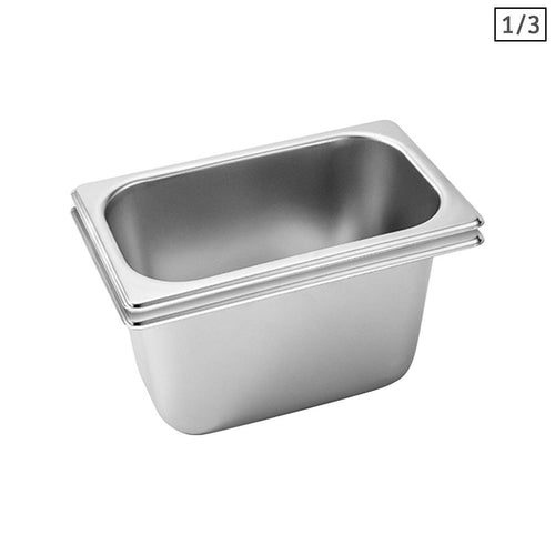 SOGA 2X Stainless Steel Gastronorm GN Pan Full Size 1/3 15cm Deep