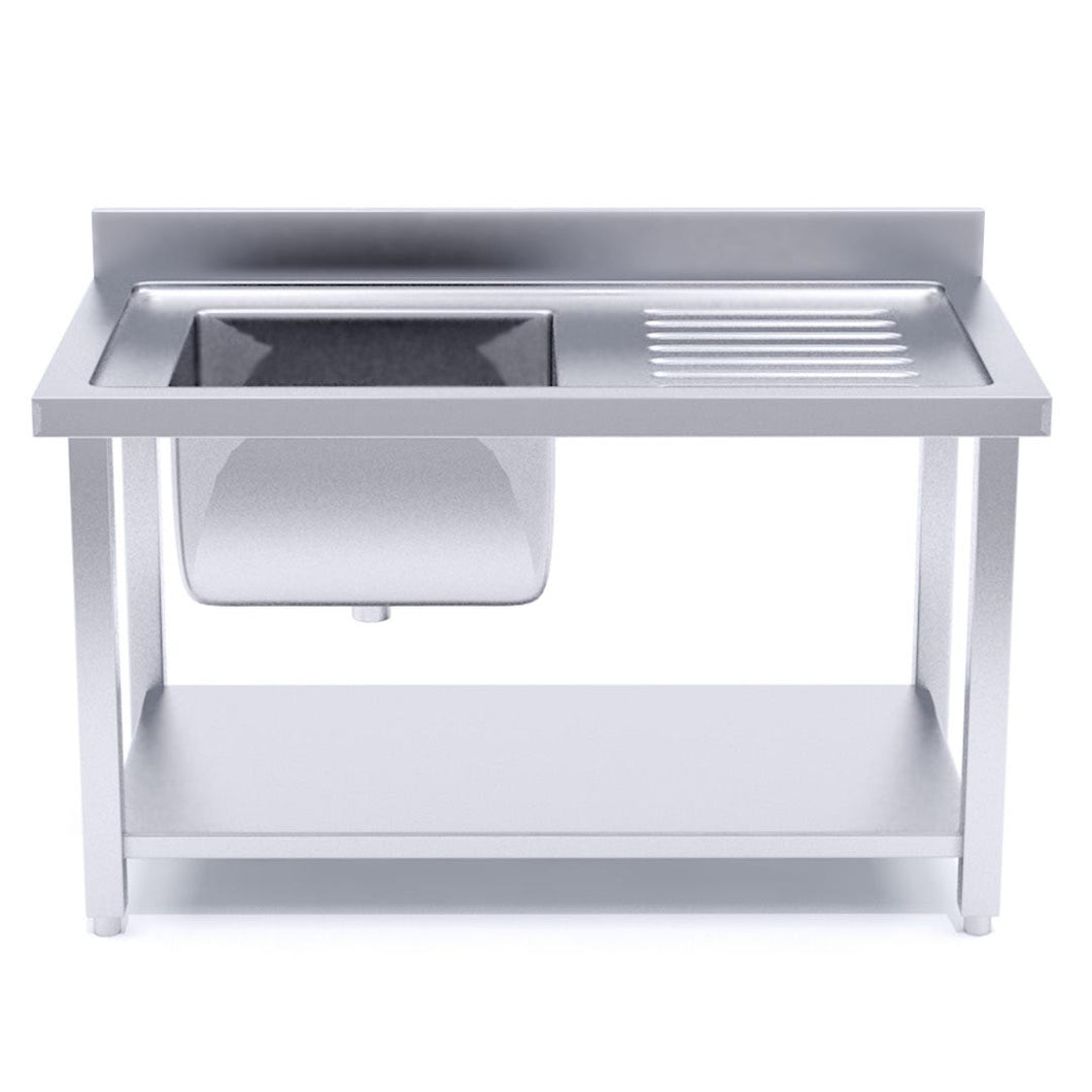 SOGA Commercial Kitchen Sink Work Bench Stainless Steel Food Prep Table 120*70*85cm