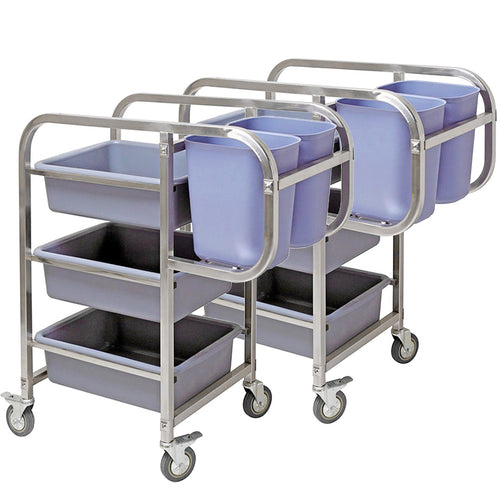 SOGA 2X 82x43x92cm Square 3 Tier Food Trolley Food Waste Cart Five Buckets Kitchen Food Utility