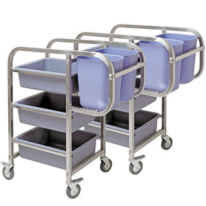 SOGA 2X 82x43x92cm Square 3 Tier Food Trolley Food Waste Cart Five Buckets Kitchen Food Utility