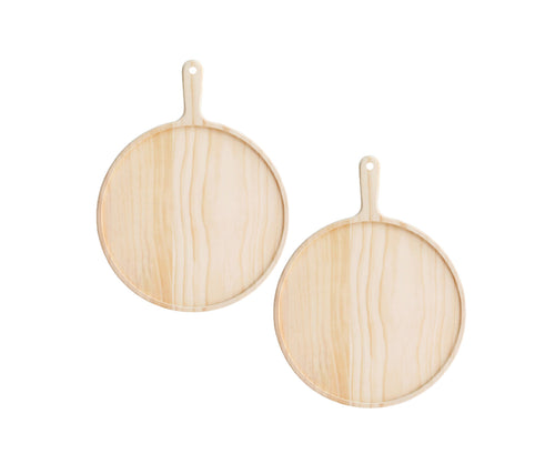 SOGA 2X 9 inch Round Premium Wooden Pine Food Serving Tray Charcuterie Board Paddle Home Decor