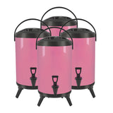 SOGA 4X 12L Stainless Steel Insulated Milk Tea Barrel Hot and Cold Beverage Dispenser Container with Faucet Pink