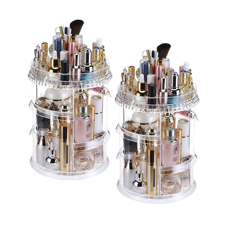 SOGA 2X 360 Degree Rotating Makeup Organiser Cosmetics Holder Display Stand Skincare Home Decor